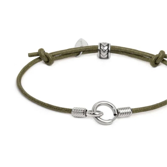Bracciale regolabile Marlù in acciaio con cordino verde REGOLABILE