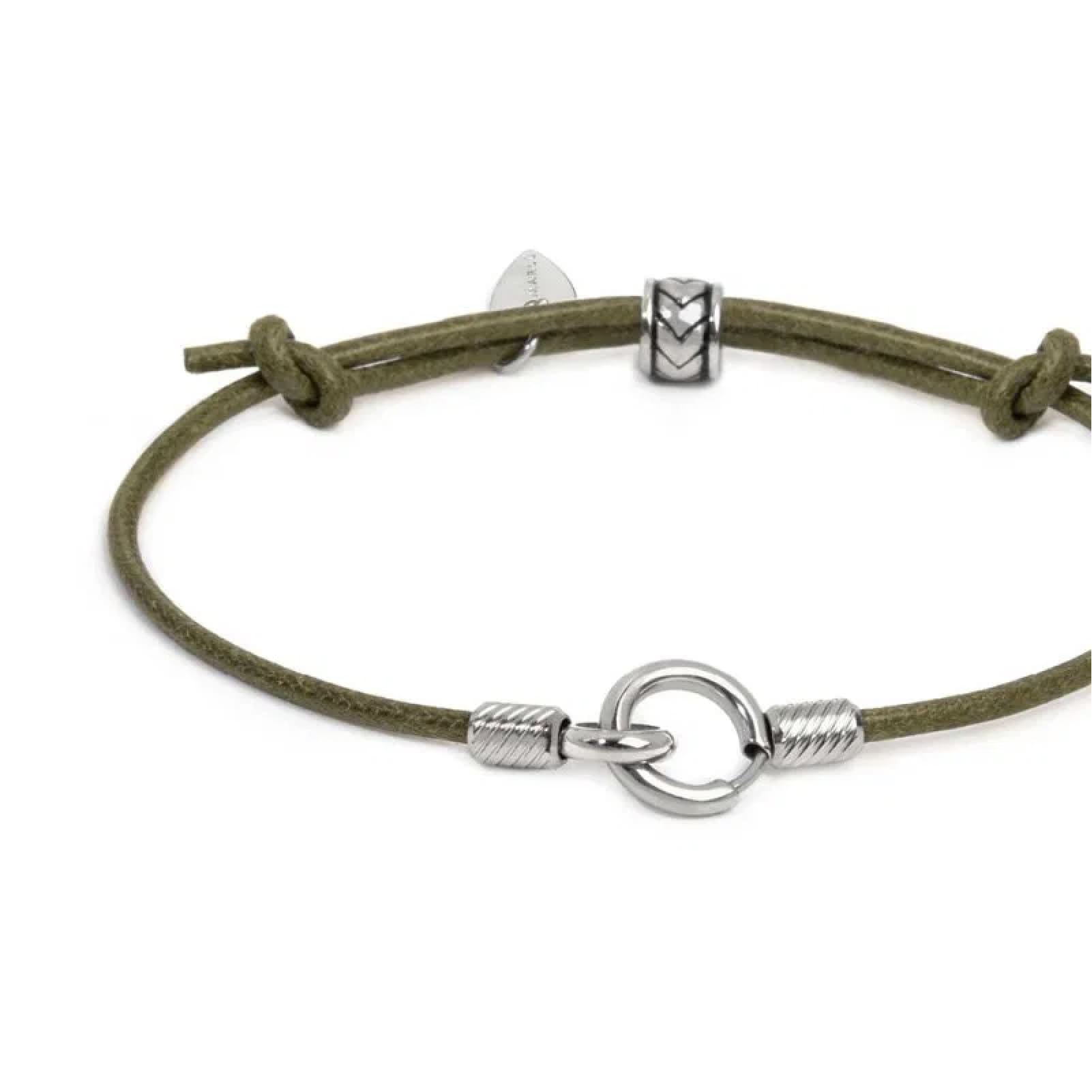 Bracciale regolabile Marlù in acciaio con cordino verde REGOLABILE