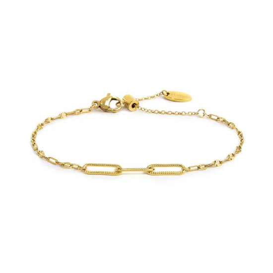 Bracciale catena Marlù Vision in acciaio pvd oro con texture 19 cm