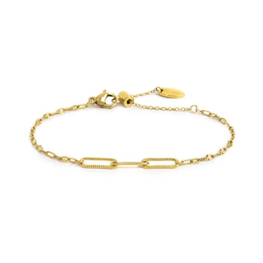Bracciale catena Marlù Vision in acciaio pvd oro con texture 19 cm