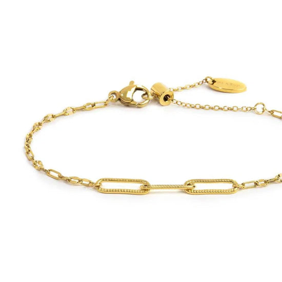 Bracciale catena Marlù Vision in acciaio pvd oro con texture 19 cm