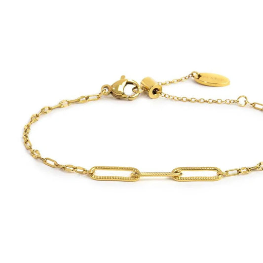 Bracciale catena Marlù Vision in acciaio pvd oro con texture 19 cm