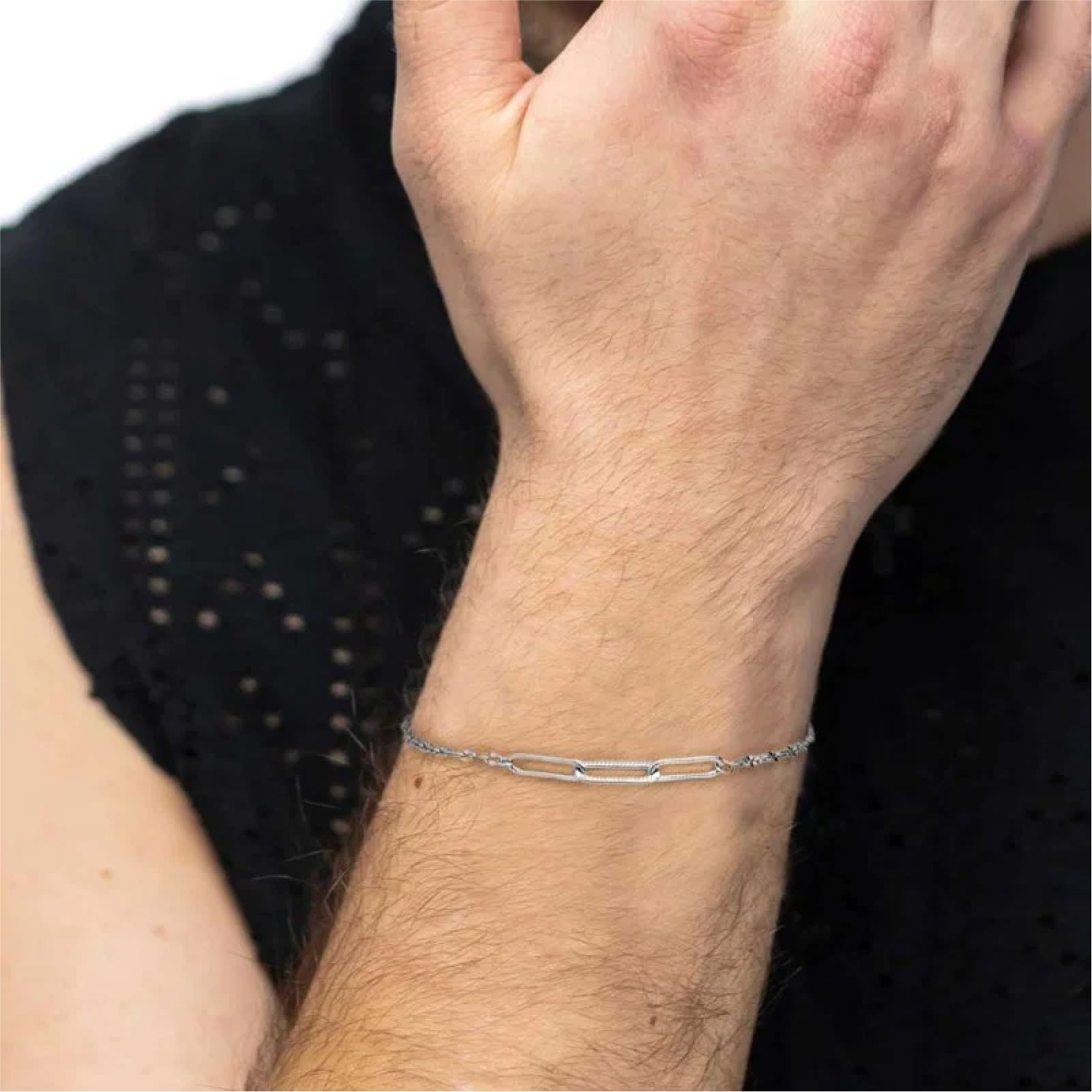 Bracciale catena Marlù Vision in acciaio con texture 19 cm