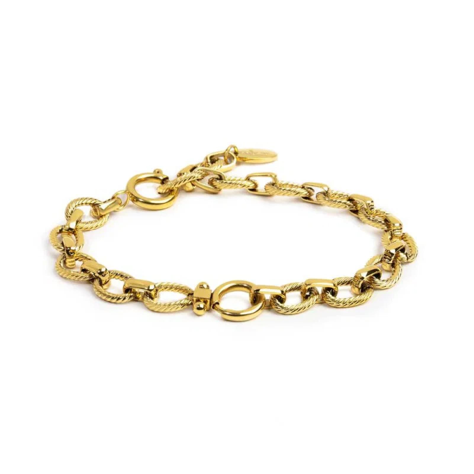 Bracciale catena Marlù acciaio pvd oro texture moschettone 19 cm