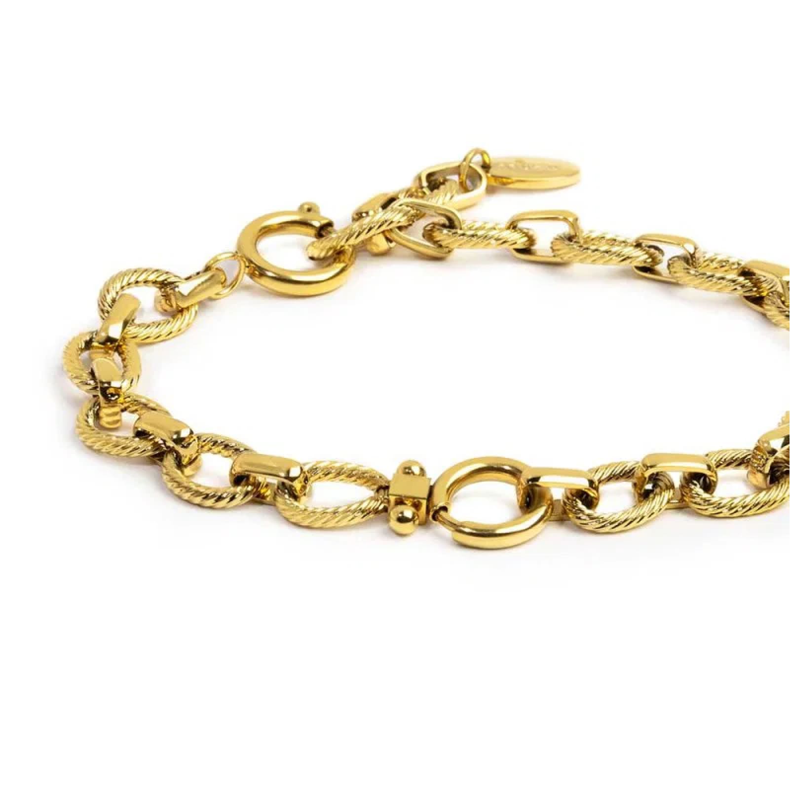 Bracciale catena Marlù acciaio pvd oro texture moschettone 19 cm