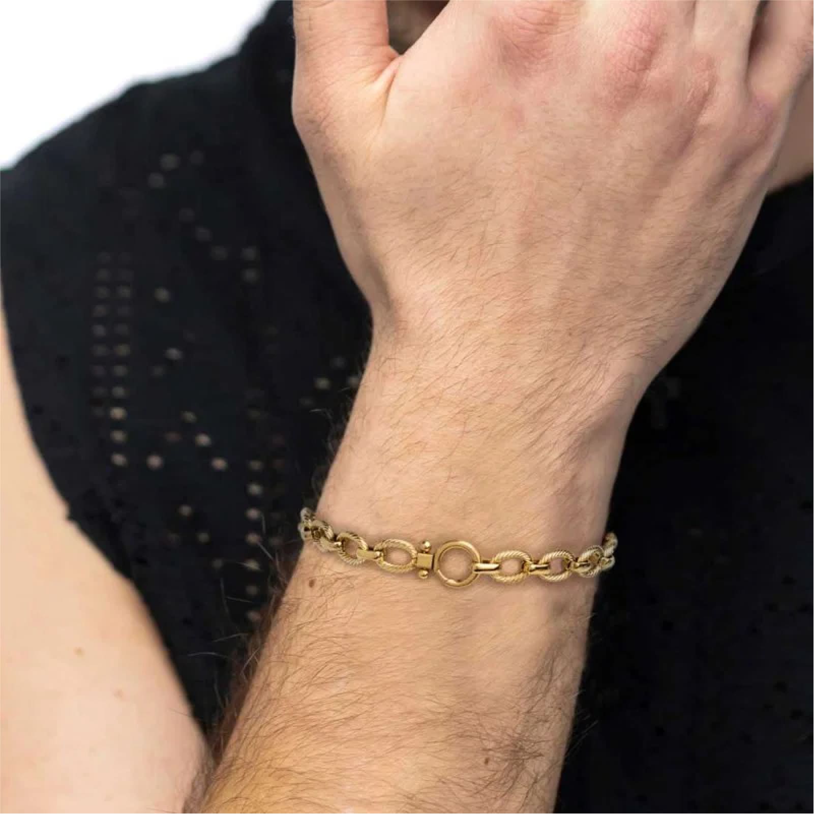 Bracciale catena Marlù acciaio pvd oro texture moschettone 19 cm