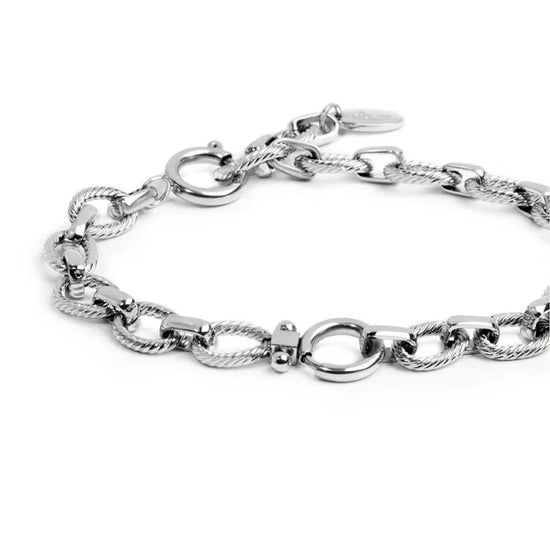 Bracciale catena Marlù in acciaio texture con moschettone 19 cm