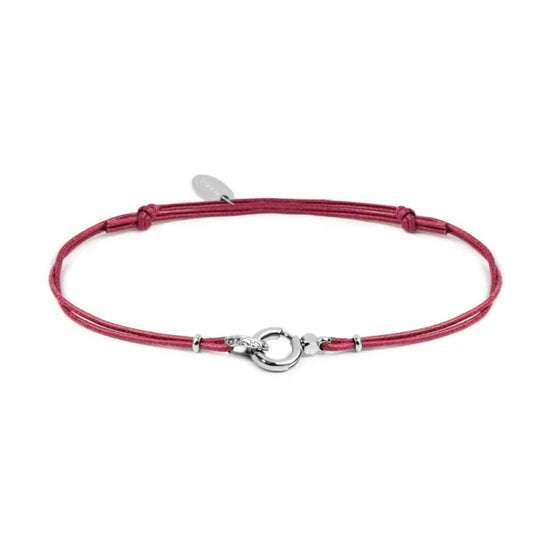 Bracciale regolabile Marlù in corda rosa con moschettone REGOLABILE