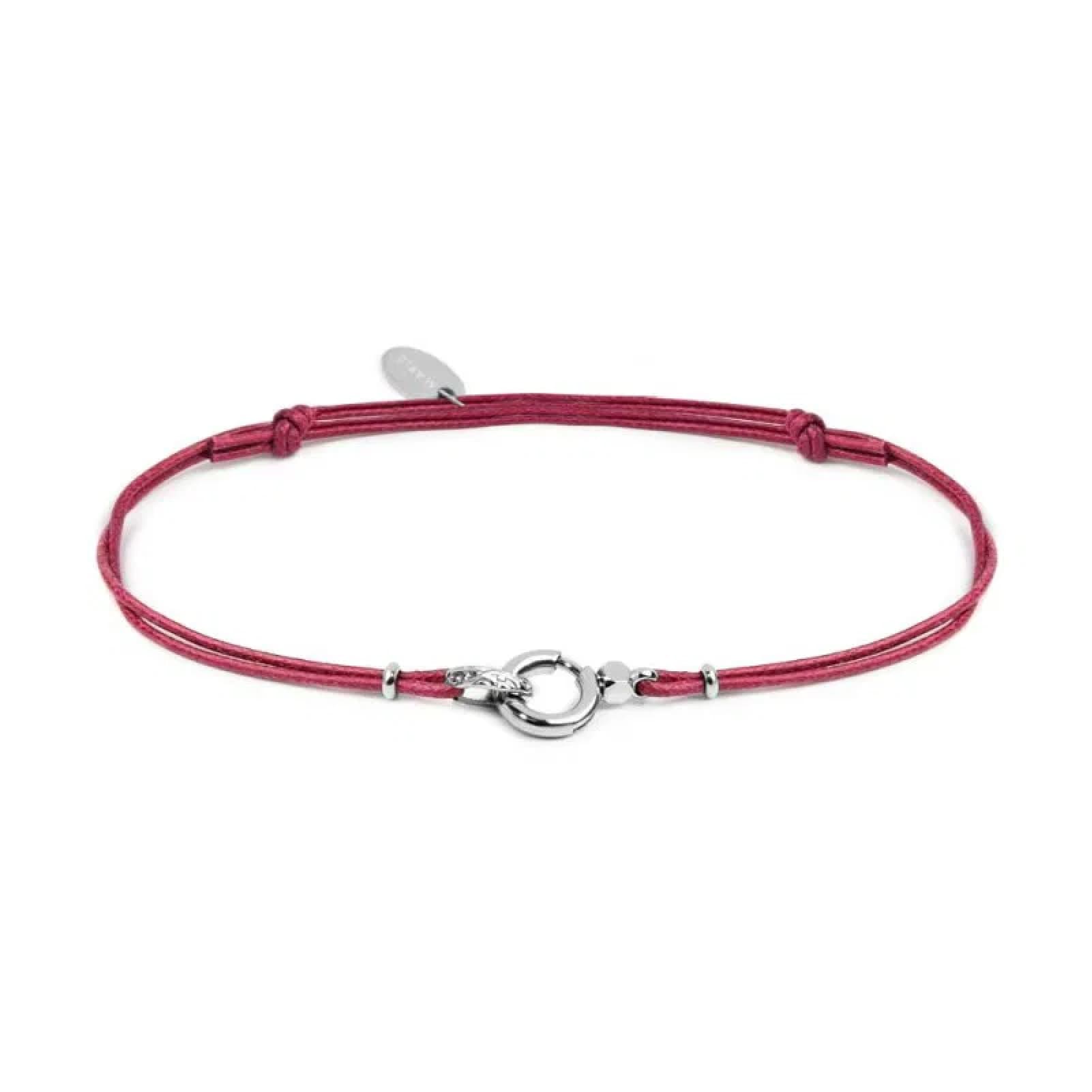 Bracciale regolabile Marlù in corda rosa con moschettone REGOLABILE