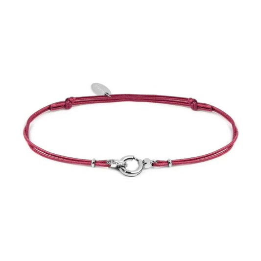Bracciale regolabile Marlù in corda rosa con moschettone REGOLABILE