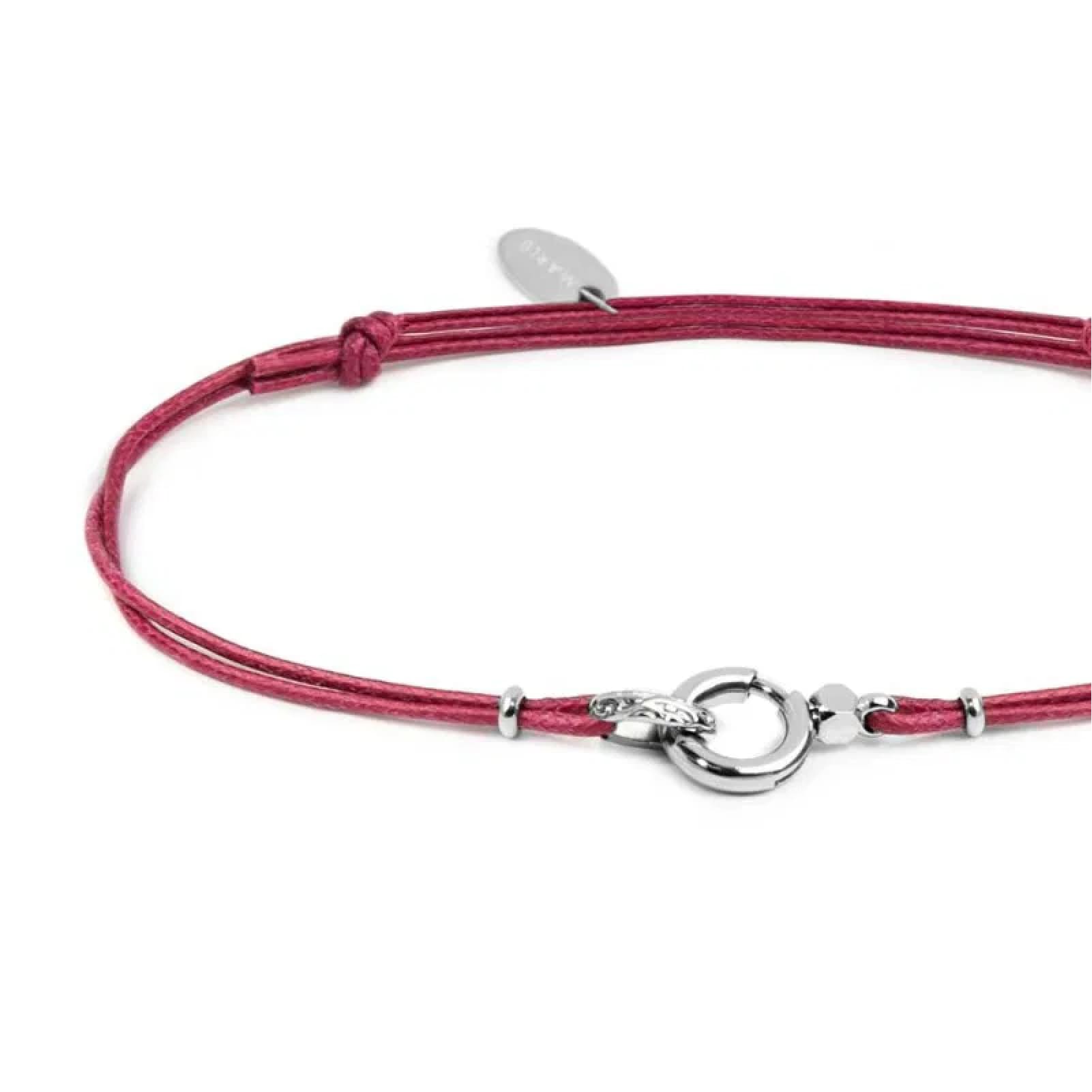 Bracciale regolabile Marlù in corda rosa con moschettone REGOLABILE