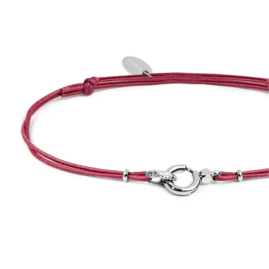 Bracciale regolabile Marlù in corda rosa con moschettone REGOLABILE