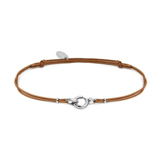 Bracciale regolabile Marlù in corda marrone con moschettone REGOLABILE