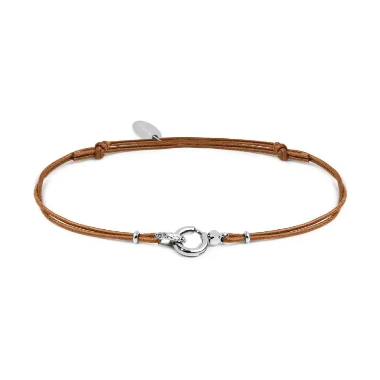 Bracciale regolabile Marlù in corda marrone con moschettone REGOLABILE