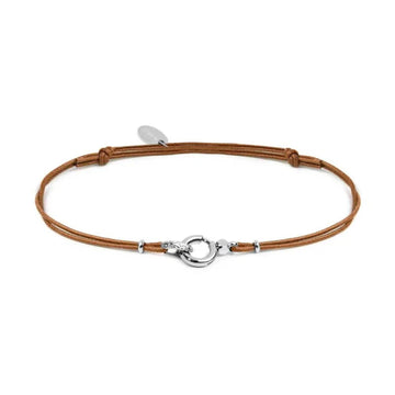 Bracciale regolabile Marlù in corda marrone con moschettone REGOLABILE