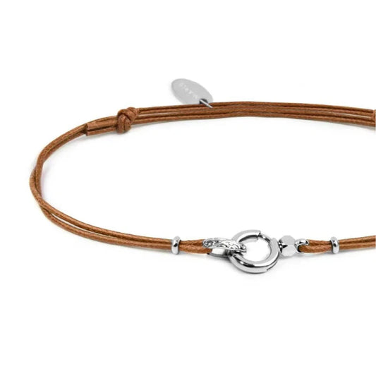 Bracciale regolabile Marlù in corda marrone con moschettone REGOLABILE