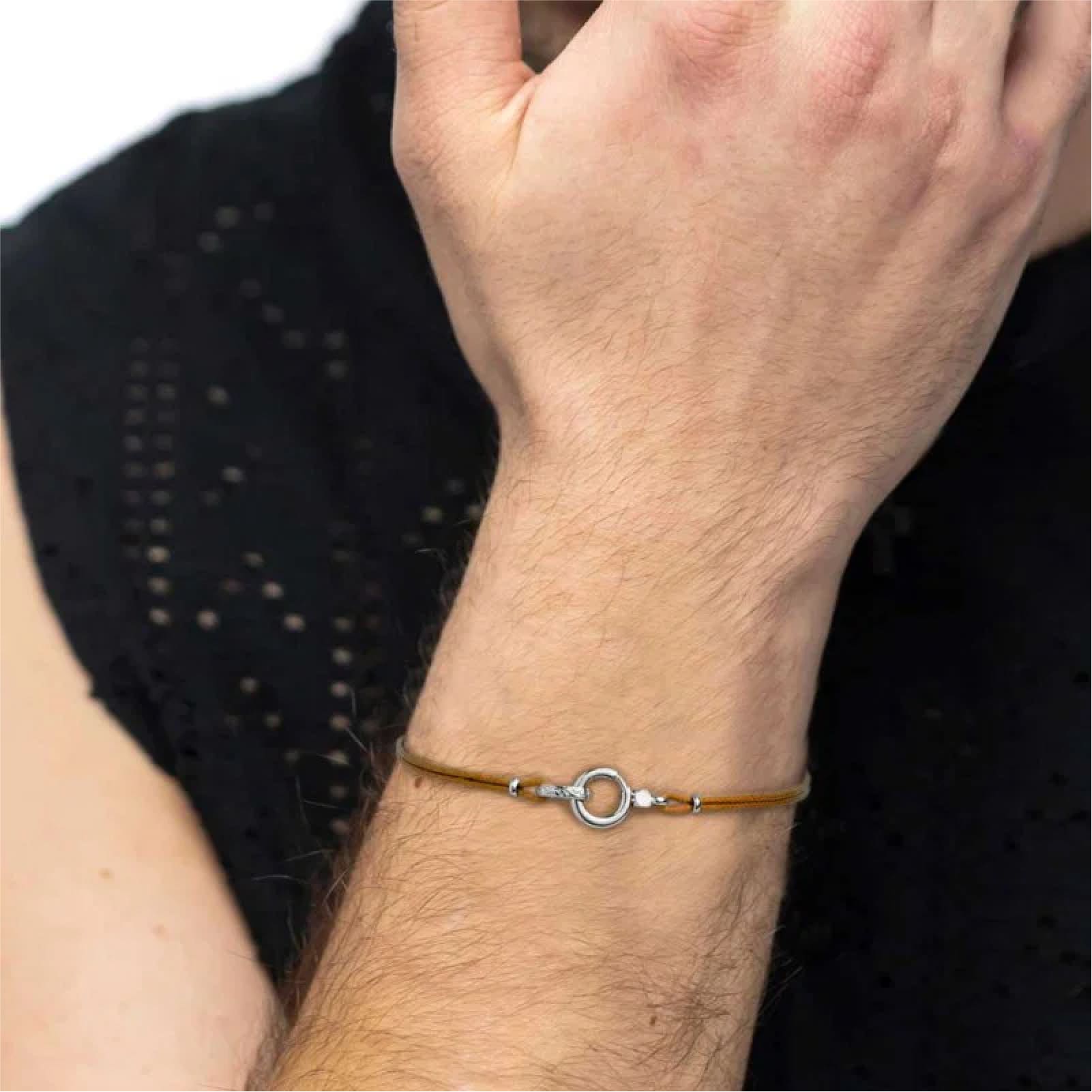 Bracciale regolabile Marlù in corda marrone con moschettone REGOLABILE