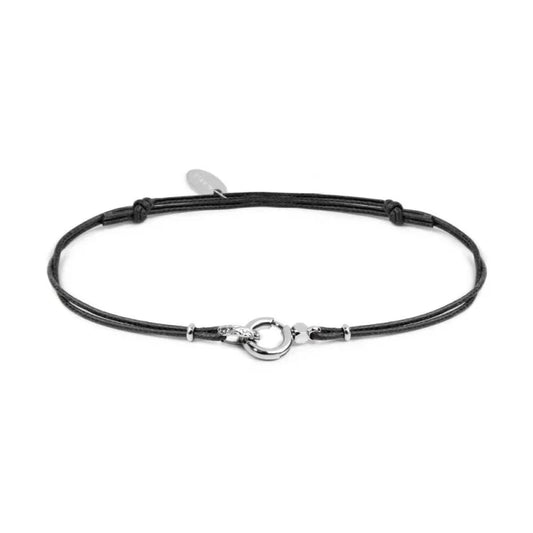 Bracciale regolabile Marlù in corda nero con moschettone REGOLABILE