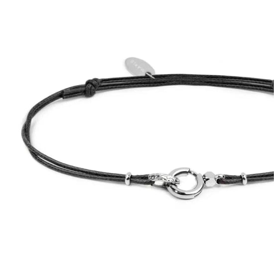 Bracciale regolabile Marlù in corda nero con moschettone REGOLABILE
