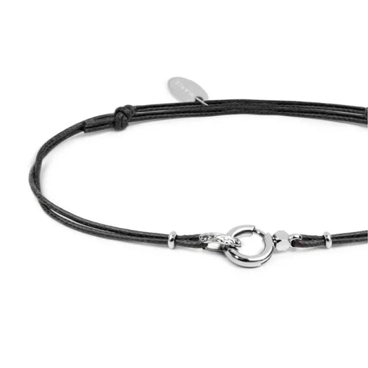 Bracciale regolabile Marlù in corda nero con moschettone REGOLABILE