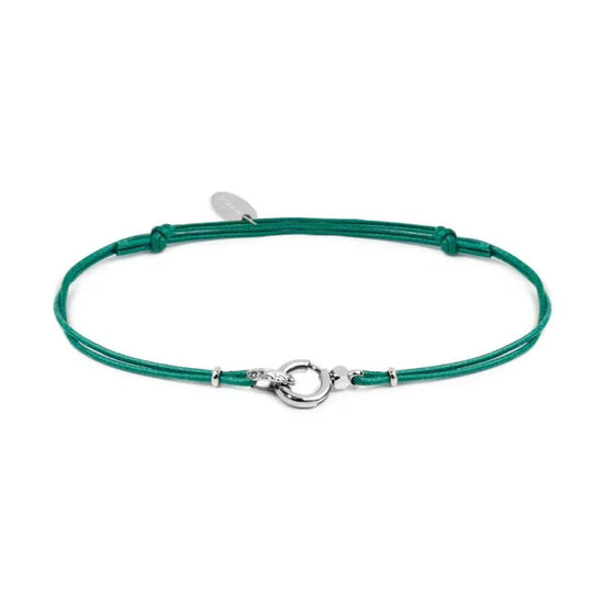 Bracciale regolabile Marlù in corda verde con moschettone REGOLABILE