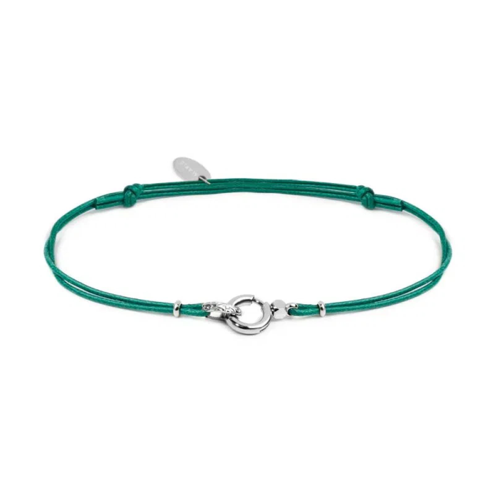Bracciale regolabile Marlù in corda verde con moschettone REGOLABILE