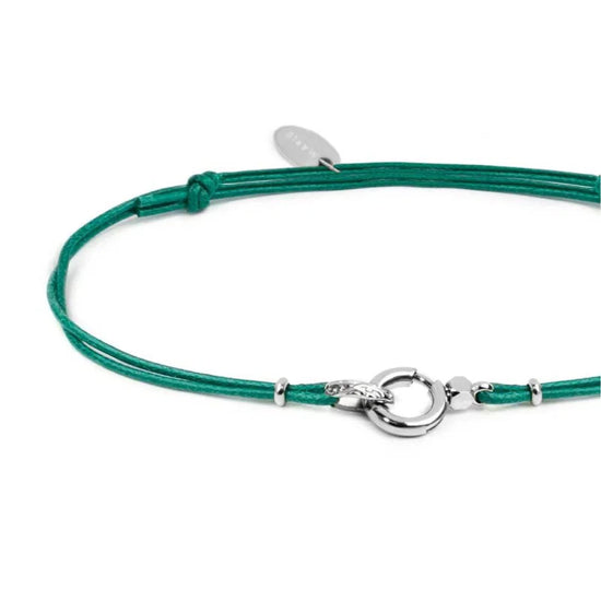 Bracciale regolabile Marlù in corda verde con moschettone REGOLABILE