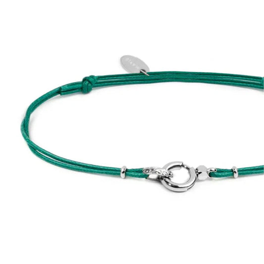Bracciale regolabile Marlù in corda verde con moschettone REGOLABILE