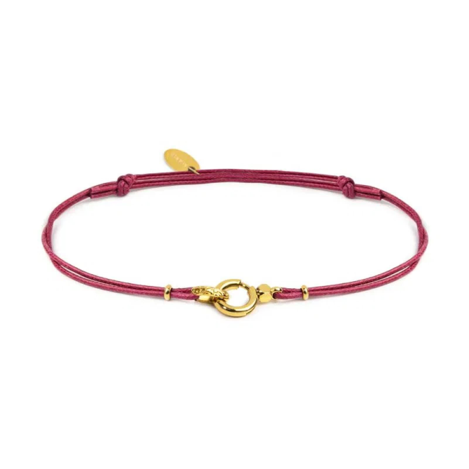 Bracciale regolabile Marlù in corda rosa con moschettone oro REGOLABILE
