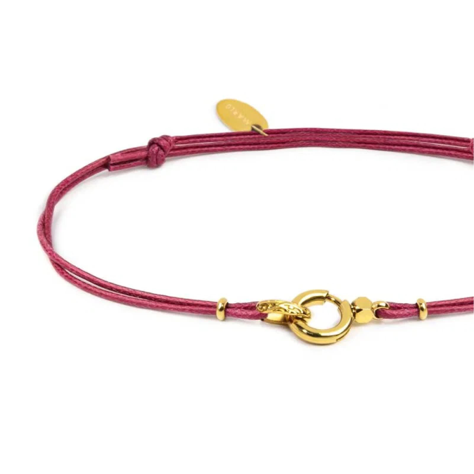 Bracciale regolabile Marlù in corda rosa con moschettone oro REGOLABILE