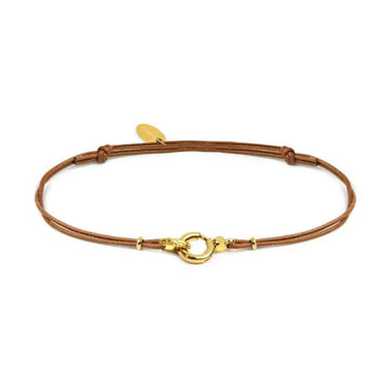 Bracciale regolabile Marlù in corda marrone moschettone oro REGOLABILE