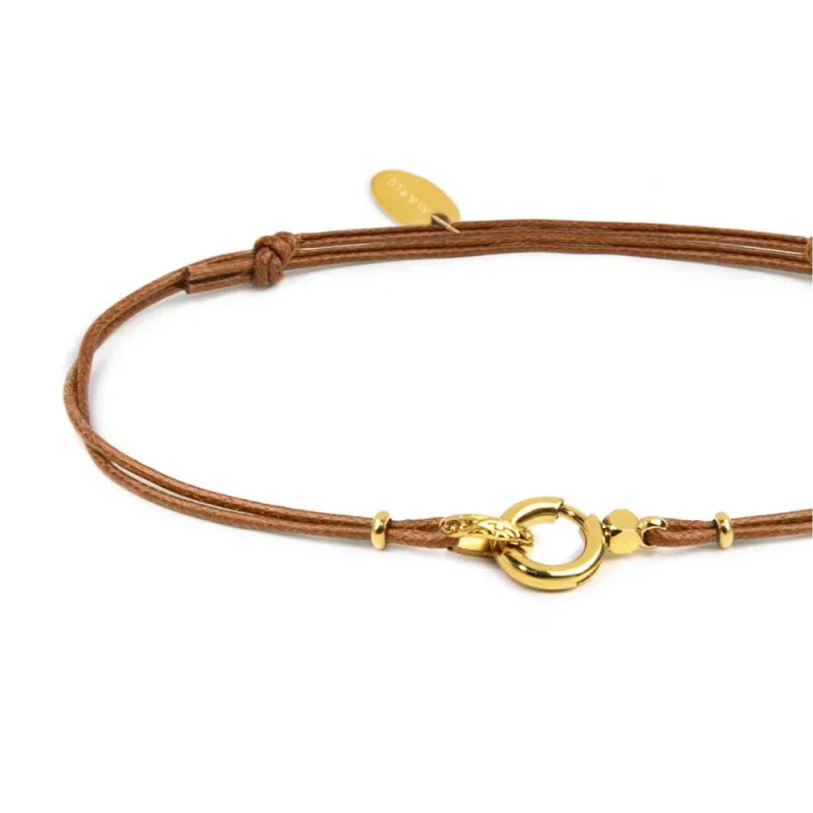 Bracciale regolabile Marlù in corda marrone moschettone oro REGOLABILE
