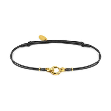 Bracciale regolabile Marlù in corda nero con moschettone oro REGOLABILE
