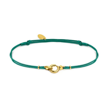 Bracciale regolabile Marlù in corda verde moschettone oro REGOLABILE