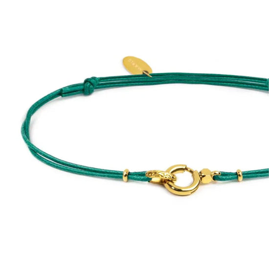 Bracciale regolabile Marlù in corda verde moschettone oro REGOLABILE