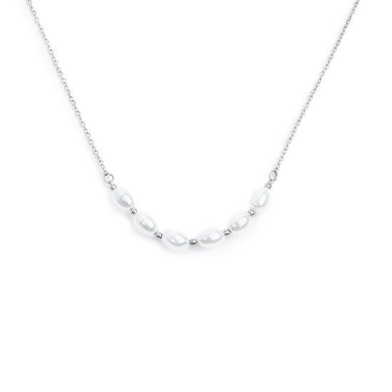 Collana girocollo da donna Marlù in acciaio rodiato con perle MISURA UNICA