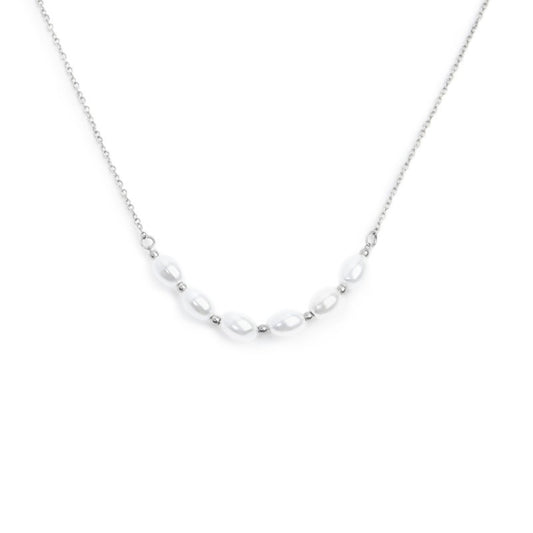 Collana girocollo da donna Marlù in acciaio rodiato con perle MISURA UNICA