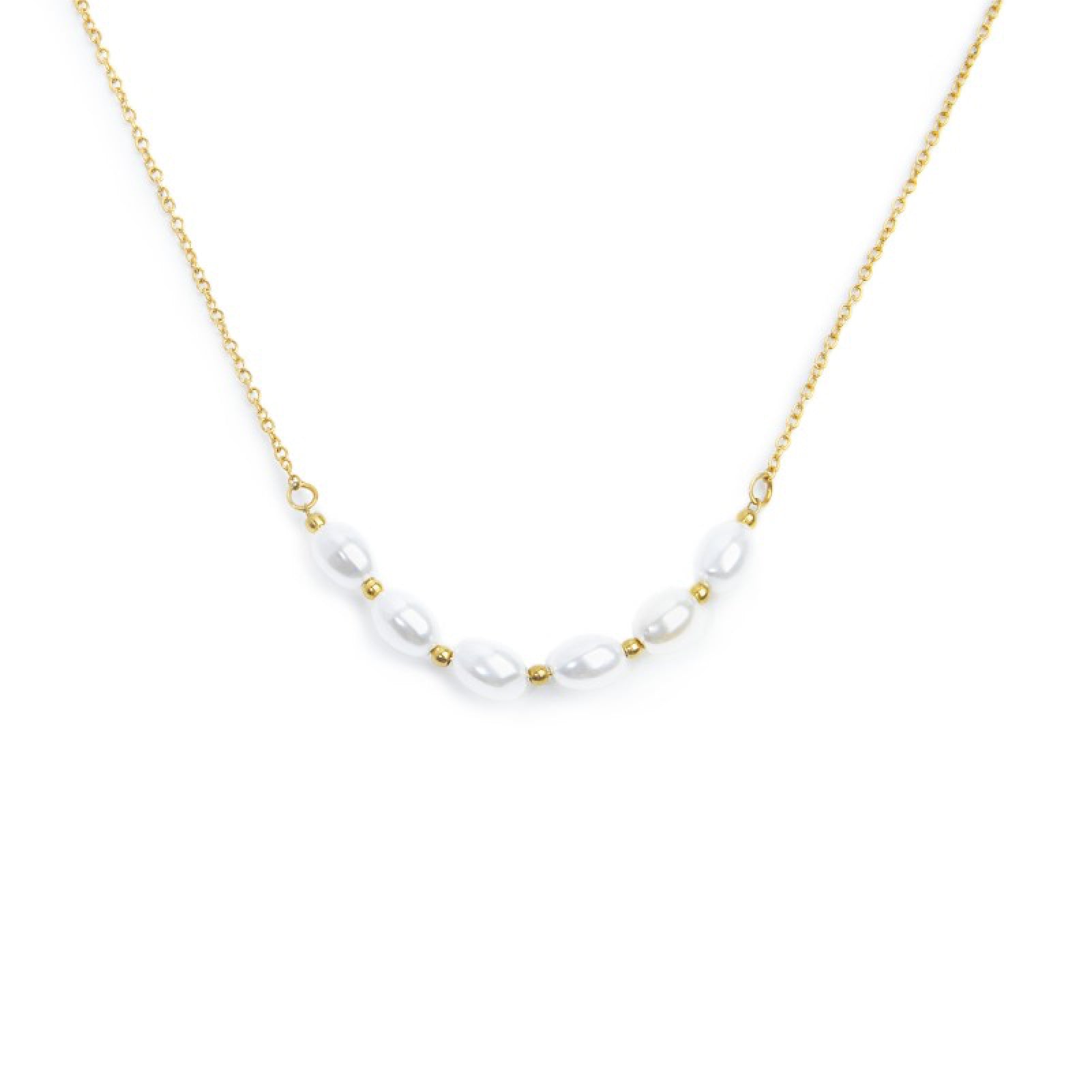 Collana girocollo da donna Marlù in acciaio dorato con perle MISURA UNICA