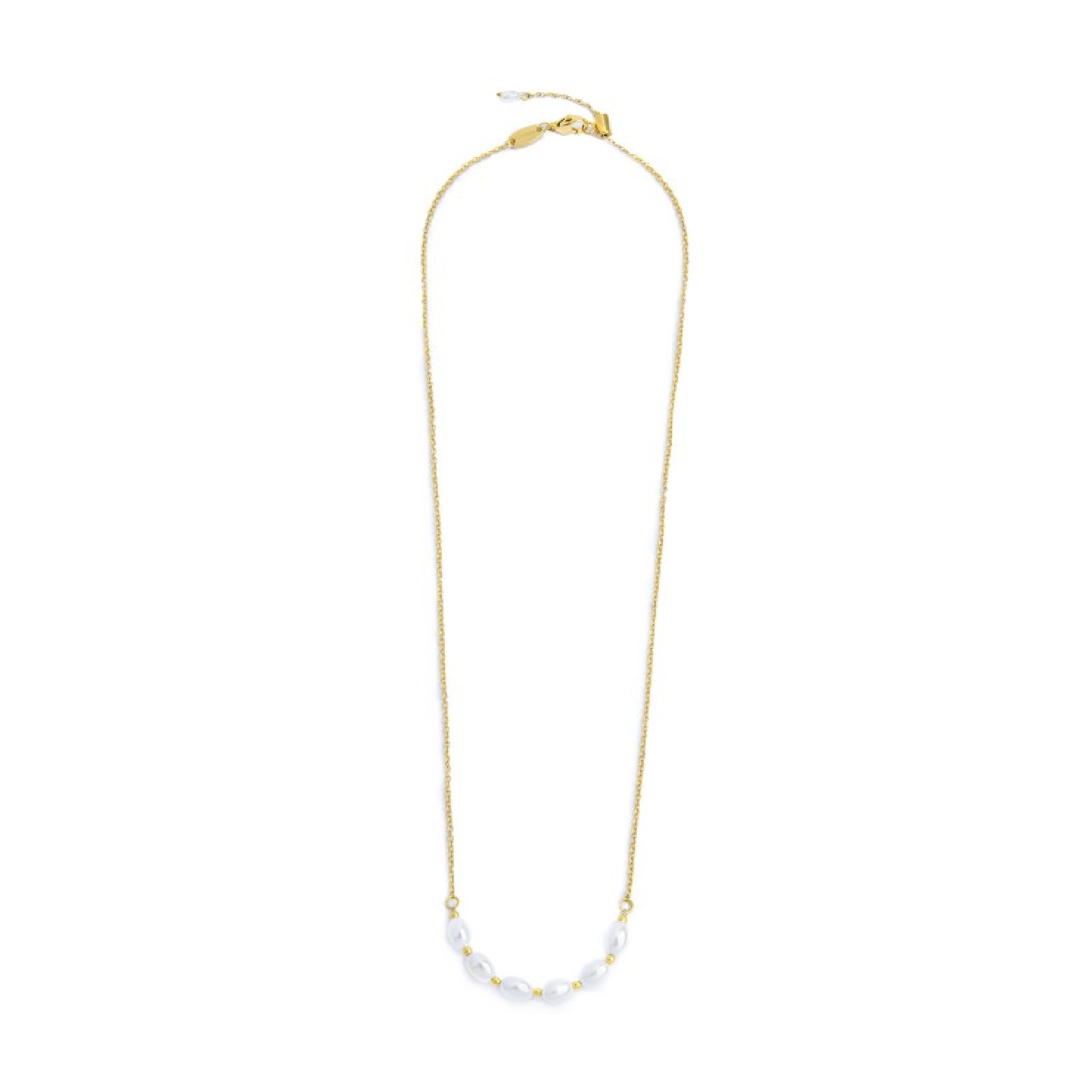 Collana girocollo da donna Marlù in acciaio dorato con perle MISURA UNICA