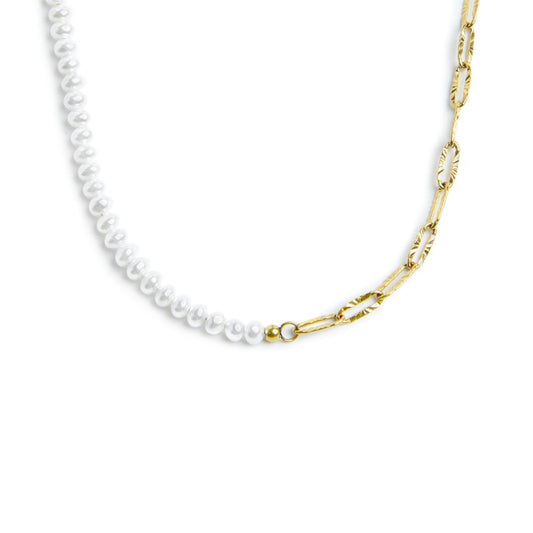 Collana girocollo da donna Marlù in acciaio dorato con perline MISURA UNICA