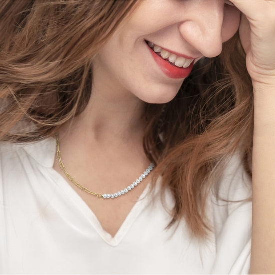 Collana girocollo da donna Marlù in acciaio dorato con perline MISURA UNICA