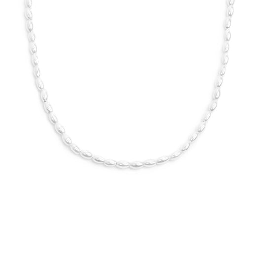 Collana girocollo da donna Marlù in acciaio rodiato perle ovali MISURA UNICA