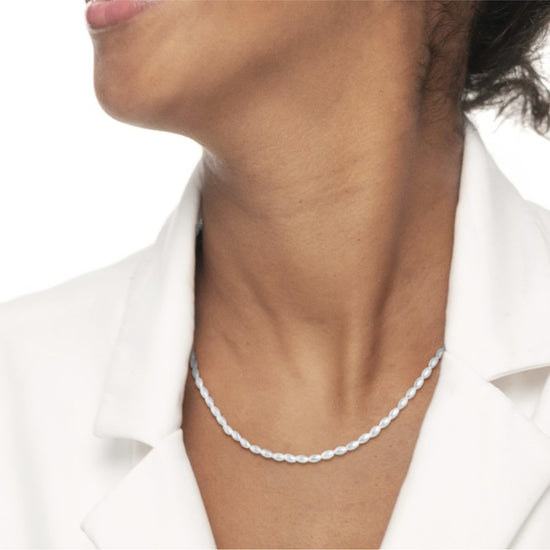 Collana girocollo da donna Marlù in acciaio rodiato perle ovali MISURA UNICA