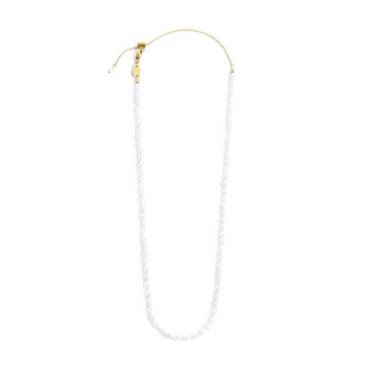 Collana girocollo da donna Marlù in acciaio dorato perle ovali MISURA UNICA