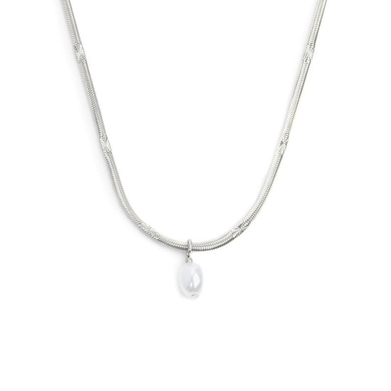 Collana girocollo snake da donna Marlù acciaio con perla MISURA UNICA