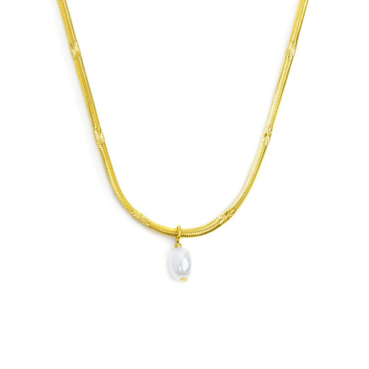 Collana girocollo snake da donna Marlù acciaio dorato con perla MISURA UNICA