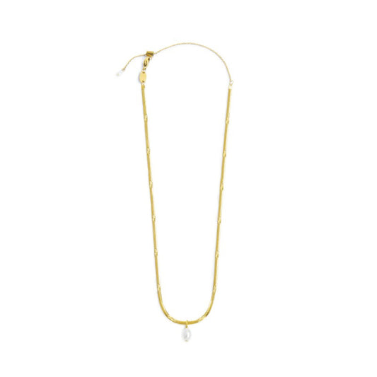 Collana girocollo snake da donna Marlù acciaio dorato con perla MISURA UNICA
