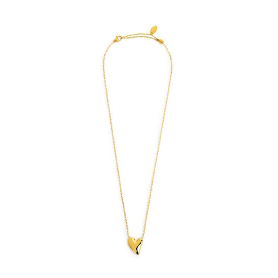 Collana Marlù in acciaio dorato con cuore irregolare pendente MISURA UNICA