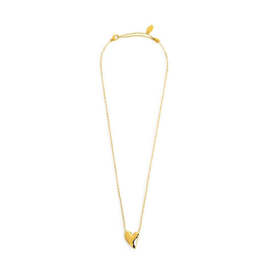 Collana Marlù in acciaio dorato con cuore irregolare pendente MISURA UNICA
