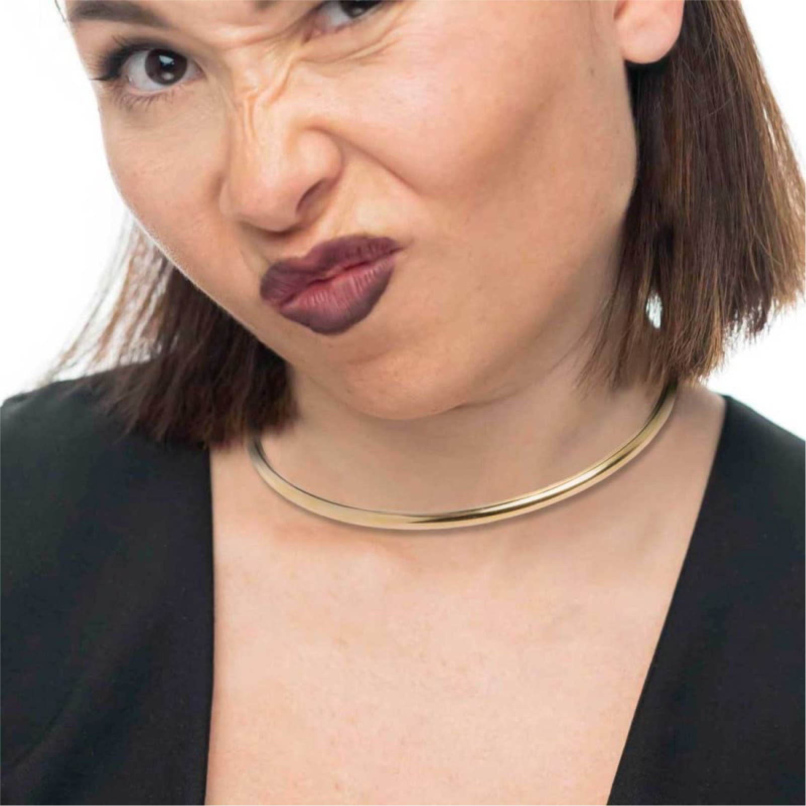 Collana Marlù tubolare diametro 0,5 cm in acciaio dorato MISURA UNICA